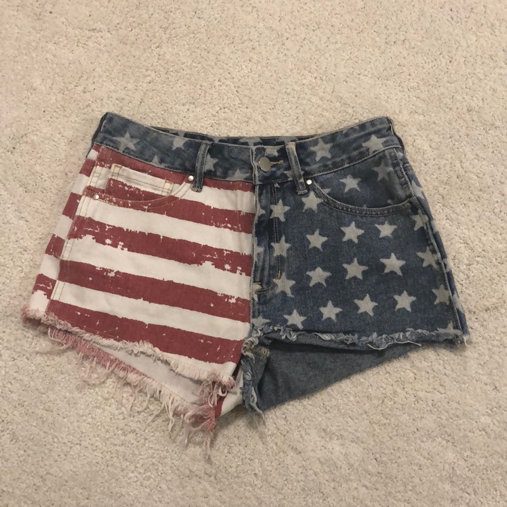 High rise American flag shorts
